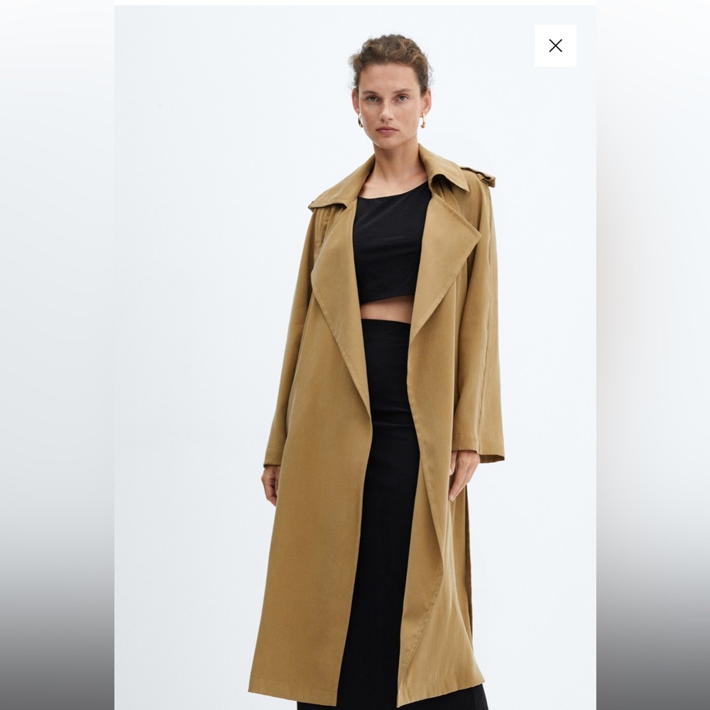 Mango Modal Trench Coat with Tie
